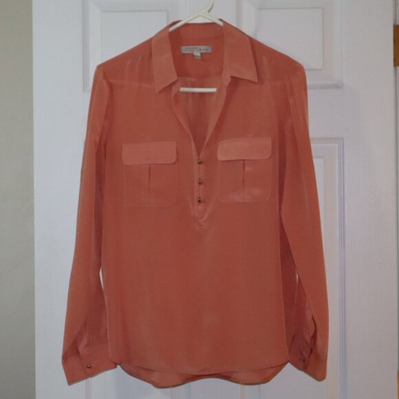 Banana Republic | Peach Silk Blouse, Size S - Picture 1 of 9